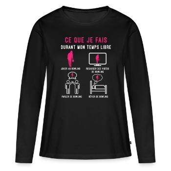 bowling temps libre cadeau lanceuse femme - T-shirt manches longues Premium bio Femme - noir - Devant - Julia (174cm)