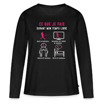 baseball temps libre cadeau batteuse femme - T-shirt manches longues Premium bio Femme - noir - Devant - Julia (174cm)
