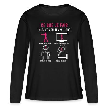 boxe temps libre cadeau boxeuse femme - T-shirt manches longues Premium bio Femme - noir - Devant - Julia (174cm)