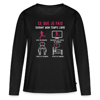 running temps libre cadeau coureuse femme - T-shirt manches longues Premium bio Femme - noir - Devant - Julia (174cm)