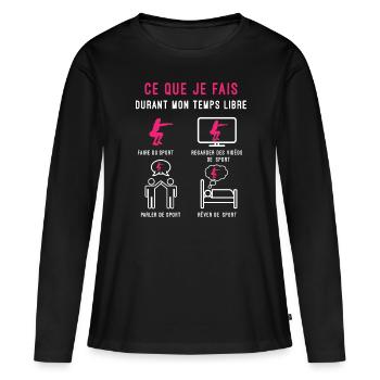sport temps libre cadeau sportive femme - T-shirt manches longues Premium bio Femme - noir - Devant - Julia (174cm)