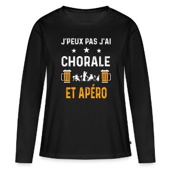 je peux pas j'ai chorale music et apéro - T-shirt manches longues Premium bio Femme - noir - Devant - Julia (174cm)