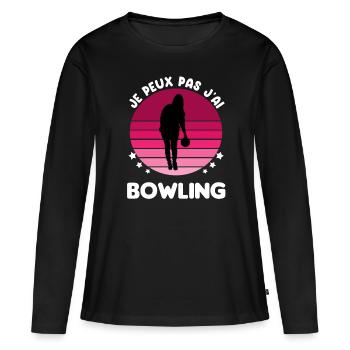 je peux pas j'ai bowling vintage femme - T-shirt manches longues Premium bio Femme - noir - Devant - Julia (174cm)