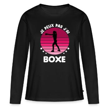 je peux pas j'ai boxe vintage femme - T-shirt manches longues Premium bio Femme - noir - Devant - Julia (174cm)