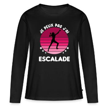 je peux pas j'ai escalade vintage femme - T-shirt manches longues Premium bio Femme - noir - Devant - Julia (174cm)