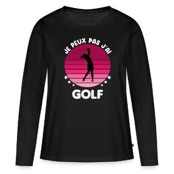 je peux pas j'ai golf vintage femme - T-shirt manches longues Premium bio Femme - noir - Devant - Julia (174cm)