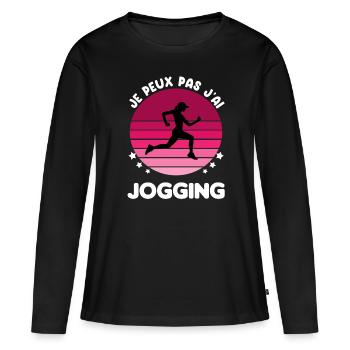 je peux pas j'ai jogging vintage femme - T-shirt manches longues Premium bio Femme - noir - Devant - Julia (174cm)