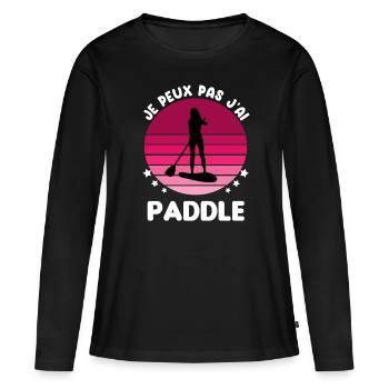 je peux pas j'ai paddle vintage femme - T-shirt manches longues Premium bio Femme - noir - Devant - Julia (174cm)