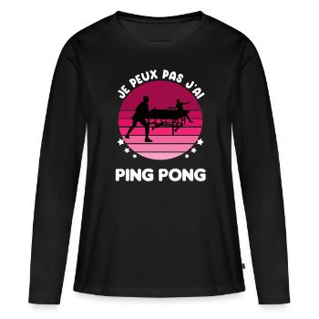 je peux pas j'ai ping pong vintage femme - T-shirt manches longues Premium bio Femme - noir - Devant - Julia (174cm)
