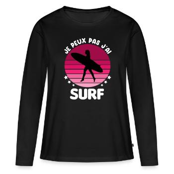 je peux pas j'ai surf board vintage femme - T-shirt manches longues Premium bio Femme - noir - Devant - Julia (174cm)