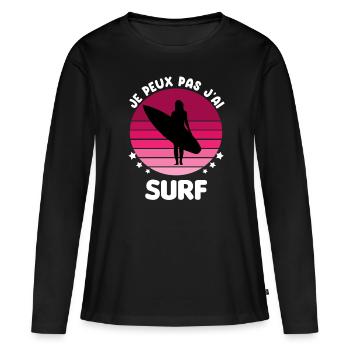 je peux pas j'ai surf vintage femme - T-shirt manches longues Premium bio Femme - noir - Devant - Julia (174cm)