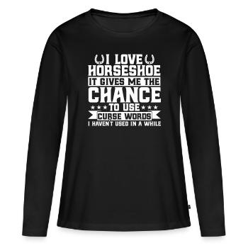 Lanceur de fer à cheval Lanceur de fer à cheval - T-shirt manches longues Premium bio Femme - noir - Devant - Julia (174cm)