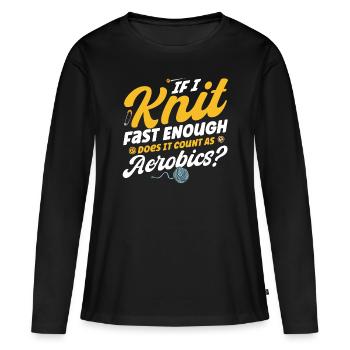 Stricken Lustiger Stricker Stricken Geschenk - Frauen Premium Bio Langarmshirt - Schwarz - Vorne - Julia (174cm)