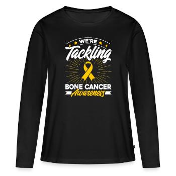 Ruban jaune Cancer des os Cancer de l’os Os de soutien Os - T-shirt manches longues Premium bio Femme - noir - Devant - Julia (174cm)