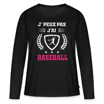 Je peux pas j'ai baseball femme - T-shirt manches longues Premium bio Femme - noir - Devant - Julia (174cm)