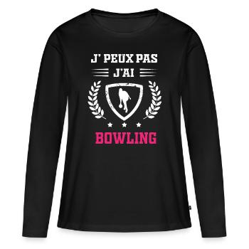 Je peux pas j'ai bowling femme - T-shirt manches longues Premium bio Femme - noir - Devant - Julia (174cm)