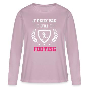Je peux pas j'ai footing femme - T-shirt manches longues Premium bio Femme - rose poudré - Devant - Julia (174cm)