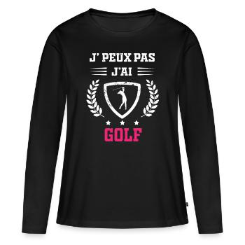 Je peux pas j'ai golf femme - T-shirt manches longues Premium bio Femme - noir - Devant - Julia (174cm)