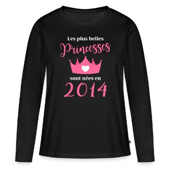 Les plus belles princesses sont nées en 2014 - T-shirt manches longues Premium bio Femme - noir - Devant - Julia (174cm)