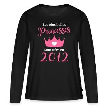 Les plus belles princesses sont nées en 2012 - T-shirt manches longues Premium bio Femme - noir - Devant - Julia (174cm)