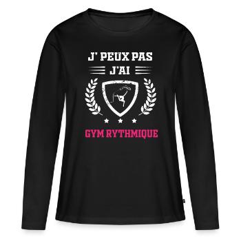 Je peux pas j'ai gym rythmique femme - T-shirt manches longues Premium bio Femme - noir - Devant - Julia (174cm)