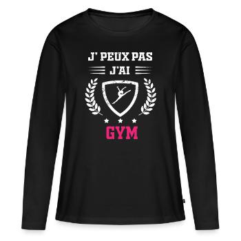 Je peux pas j'ai gym femme - T-shirt manches longues Premium bio Femme - noir - Devant - Julia (174cm)