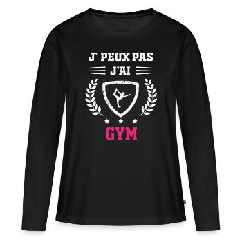 Je peux pas j'ai gym sport femme - T-shirt manches longues Premium bio Femme - noir - Devant - Julia (174cm)