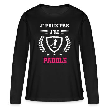 Je peux pas j'ai paddle femme - T-shirt manches longues Premium bio Femme - noir - Devant - Julia (174cm)