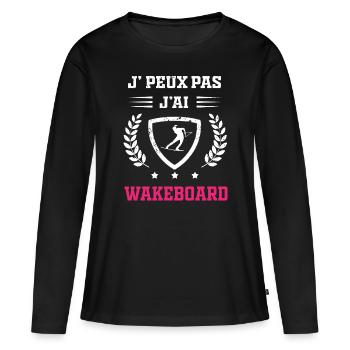 Je peux pas j'ai wakeboard femme - T-shirt manches longues Premium bio Femme - noir - Devant - Julia (174cm)