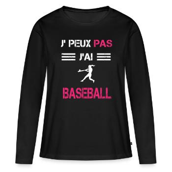 Je peux pas j'ai baseball femme humour - T-shirt manches longues Premium bio Femme - noir - Devant - Julia (174cm)