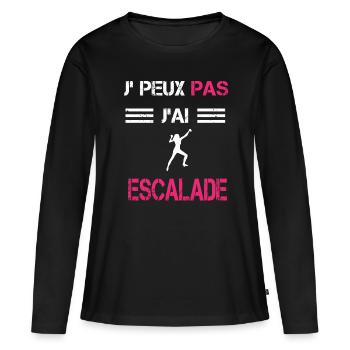 Je peux pas j'ai escalade femme humour - T-shirt manches longues Premium bio Femme - noir - Devant - Julia (174cm)