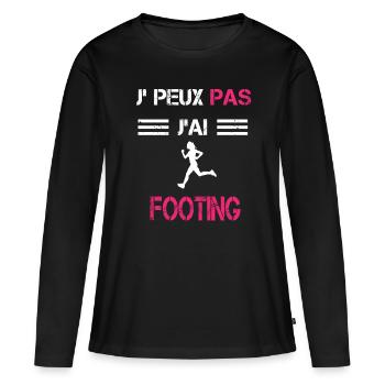 Je peux pas j'ai footing femme humour - T-shirt manches longues Premium bio Femme - noir - Devant - Julia (174cm)