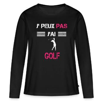 Je peux pas j'ai golf femme humour - T-shirt manches longues Premium bio Femme - noir - Devant - Julia (174cm)