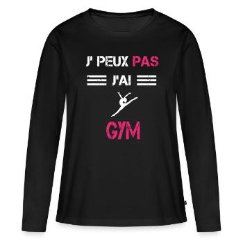 Je peux pas j'ai gym femme humour - T-shirt manches longues Premium bio Femme - noir - Devant - Julia (174cm)