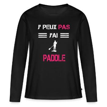 Je peux pas j'ai paddle femme humour - T-shirt manches longues Premium bio Femme - noir - Devant - Julia (174cm)