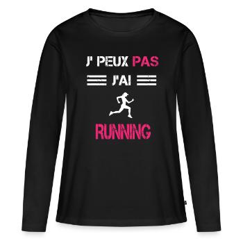 Je peux pas j'ai running femme humour - T-shirt manches longues Premium bio Femme - noir - Devant - Julia (174cm)