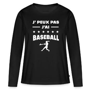 Je peux pas j'ai baseball cadeau femme - T-shirt manches longues Premium bio Femme - noir - Devant - Julia (174cm)