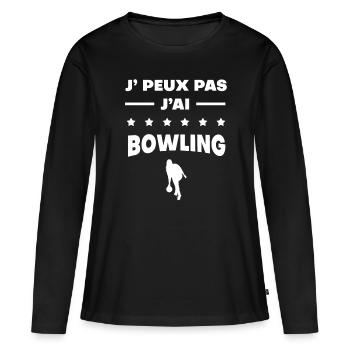 Je peux pas j'ai bowling cadeau femme - T-shirt manches longues Premium bio Femme - noir - Devant - Julia (174cm)