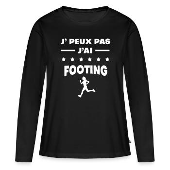 Je peux pas j'ai footing cadeau femme - T-shirt manches longues Premium bio Femme - noir - Devant - Julia (174cm)