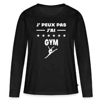 Je peux pas j'ai gym cadeau femme - T-shirt manches longues Premium bio Femme - noir - Devant - Julia (174cm)