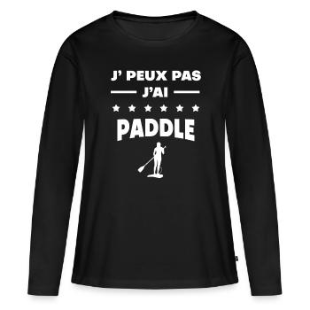 Je peux pas j'ai paddle cadeau femme - T-shirt manches longues Premium bio Femme - noir - Devant - Julia (174cm)