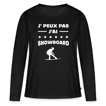 Je peux pas j'ai snowboard cadeau femme - T-shirt manches longues Premium bio Femme - noir - Devant - Julia (174cm)