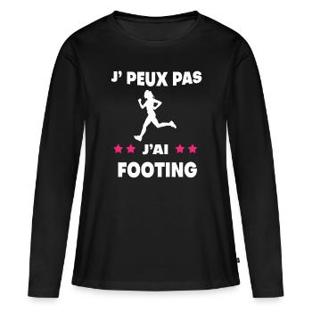 Je peux pas j'ai footing femme coureuse - T-shirt manches longues Premium bio Femme - noir - Devant - Julia (174cm)