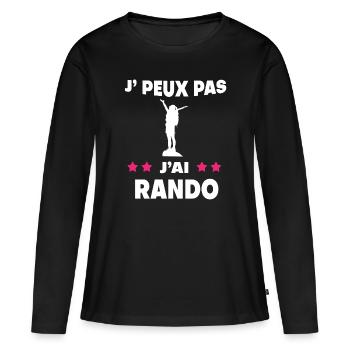 Je peux pas j'ai rando femme randonneuse - T-shirt manches longues Premium bio Femme - noir - Devant - Julia (174cm)