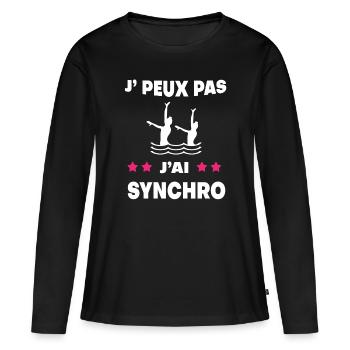 Je peux pas j'ai synchro femme nageuse - T-shirt manches longues Premium bio Femme - noir - Devant - Julia (174cm)