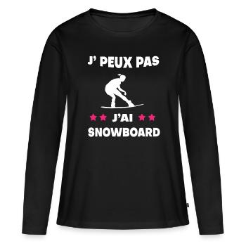Je peux pas j'ai snowboard femme snowboardeuse - T-shirt manches longues Premium bio Femme - noir - Devant - Julia (174cm)