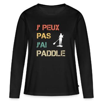 Je peux pas j'ai paddle femme vintage - T-shirt manches longues Premium bio Femme - noir - Devant - Julia (174cm)
