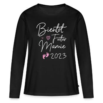 Bientôt Futur Mamie 2023 Nouvelle Grossesse - T-shirt manches longues Premium bio Femme - noir - Devant - Julia (174cm)