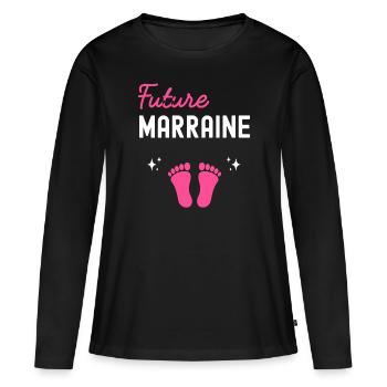 Future marraine cadeau naissance pour une Marraine - T-shirt manches longues Premium bio Femme - noir - Devant - Julia (174cm)