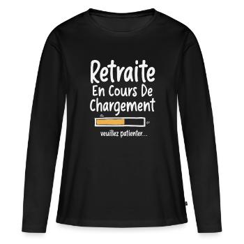 Retraite en cours de chargement - T-shirt manches longues Premium bio Femme - noir - Devant - Julia (174cm)